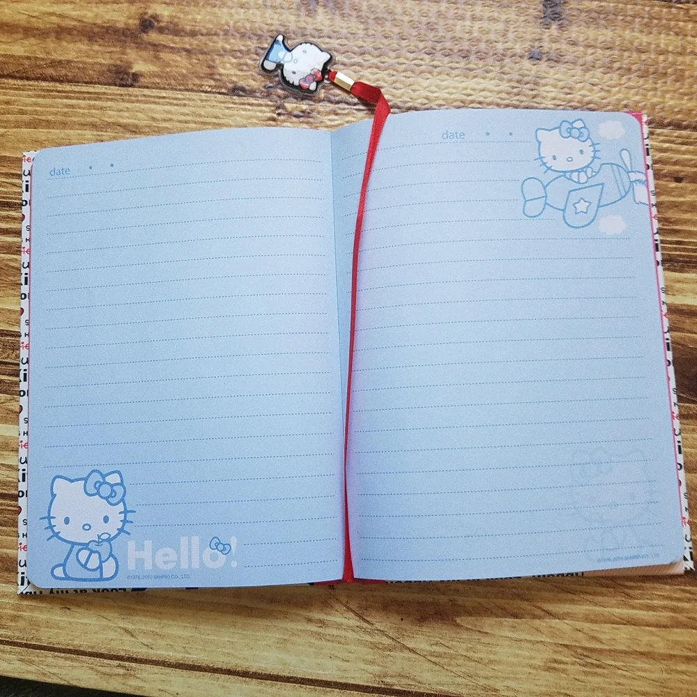 Hello Kitty Red/White Journal & Notebook Set Stationary Office Notepad Sanrio